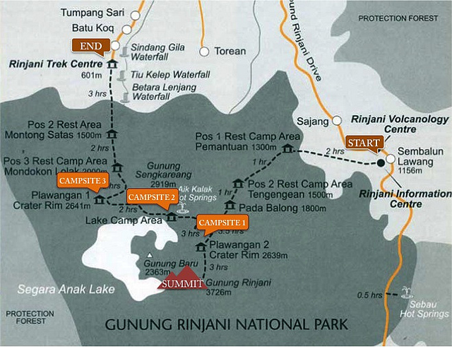 Rinjani Senaru Trails Map